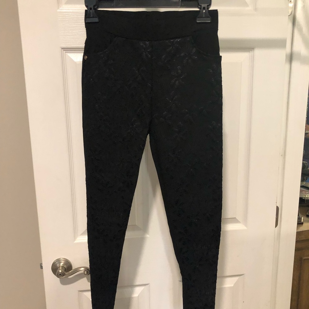 Black lace overlay leggings